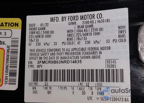 2022 Ford Bronco Sport Big Bend from USA, damaged, VIN 3FMCR9B63NRD14835